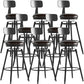 Rotatable Upholstered Counter Stool Industrial Metal Footrest Bar Chair