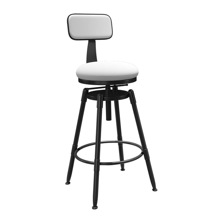 Rotatable Upholstered Counter Stool Industrial Metal Footrest Bar Chair