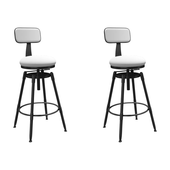 Rotatable Upholstered Counter Stool Industrial Metal Footrest Bar Chair