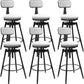 Rotatable Upholstered Counter Stool Industrial Metal Footrest Bar Chair