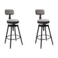 Rotatable Upholstered Counter Stool Industrial Metal Footrest Bar Chair