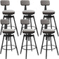 Rotatable Upholstered Counter Stool Industrial Metal Footrest Bar Chair