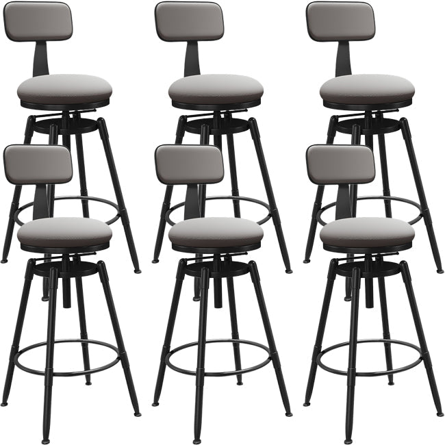 Rotatable Upholstered Counter Stool Industrial Metal Footrest Bar Chair