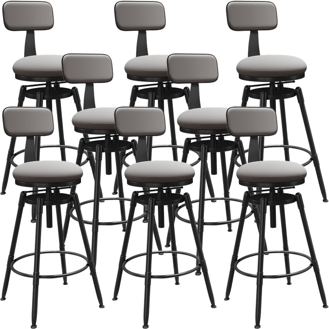 Rotatable Upholstered Counter Stool Industrial Metal Footrest Bar Chair