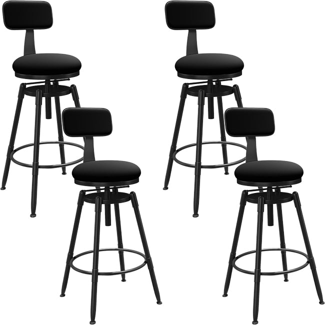 Rotatable Upholstered Counter Stool Industrial Metal Footrest Bar Chair