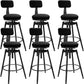 Rotatable Upholstered Counter Stool Industrial Metal Footrest Bar Chair