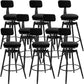 Rotatable Upholstered Counter Stool Industrial Metal Footrest Bar Chair