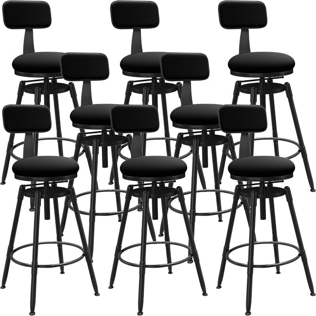 Rotatable Upholstered Counter Stool Industrial Metal Footrest Bar Chair