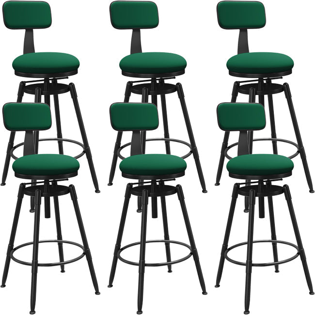 Rotatable Upholstered Counter Stool Industrial Metal Footrest Bar Chair