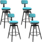 Rotatable Upholstered Counter Stool Industrial Metal Footrest Bar Chair
