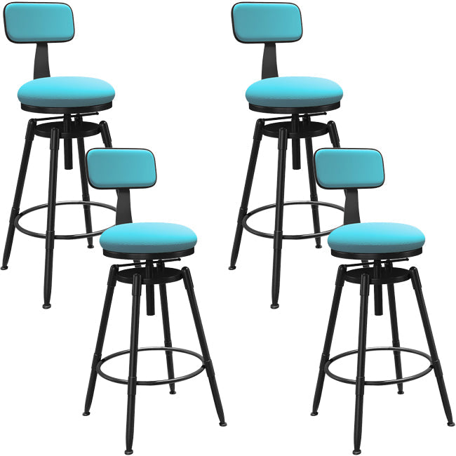 Rotatable Upholstered Counter Stool Industrial Metal Footrest Bar Chair