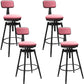 Rotatable Upholstered Counter Stool Industrial Metal Footrest Bar Chair