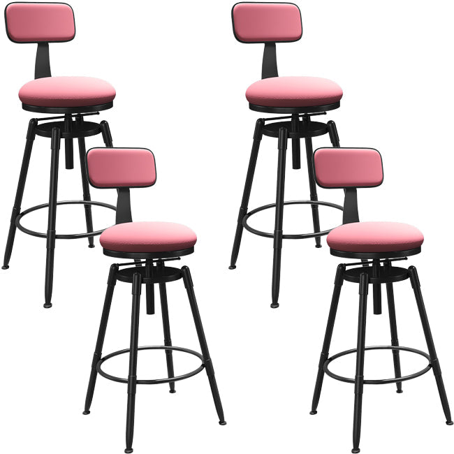 Rotatable Upholstered Counter Stool Industrial Metal Footrest Bar Chair