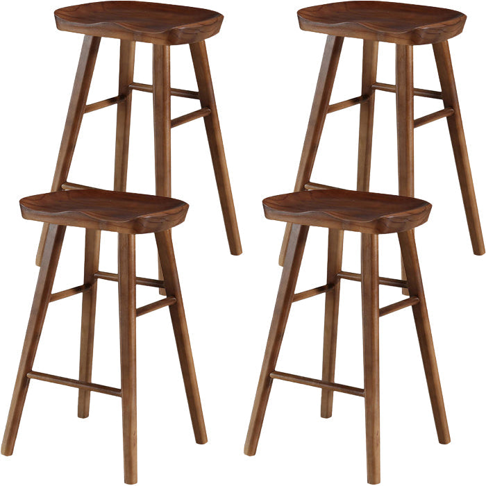 Modern Saddle Seat Counter Stool Solid Wood Armless Bar Stool