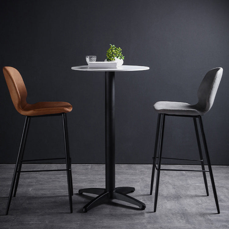 Sgabello scandinavo in metallo Sgabello da banco imbottito in ecopelle per la casa