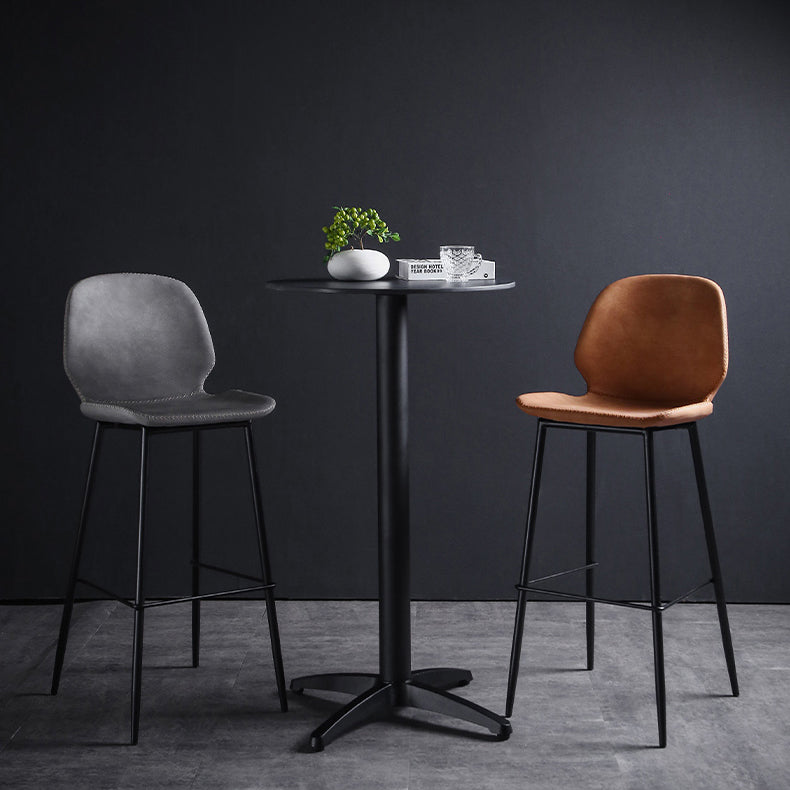 Sgabello scandinavo in metallo Sgabello da banco imbottito in ecopelle per la casa