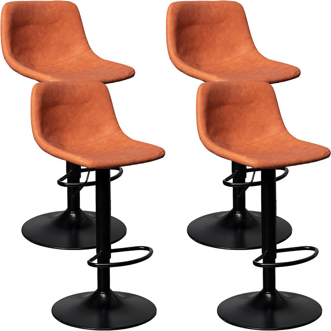 Hedendaagse metalen barkrukkenleren aanrecht ontlasting met zwarte basis voor thuis