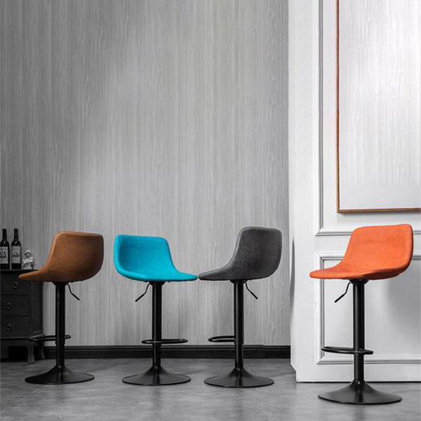 Tabouret de comptoir en fausse en cuir en métal en métal contemporain avec base noire pour la maison