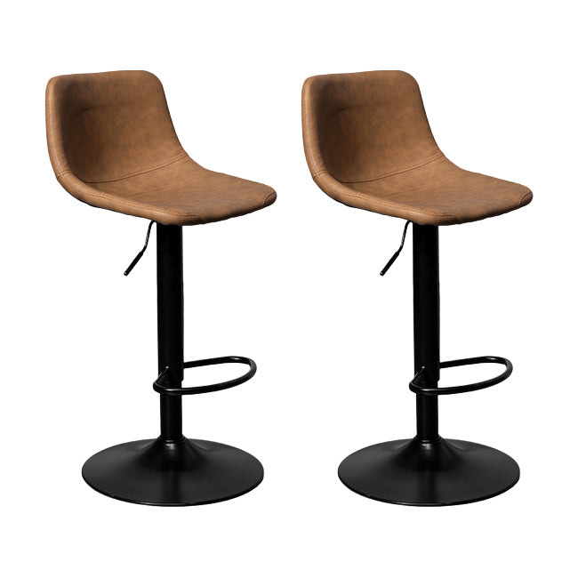 Hedendaagse metalen barkrukkenleren aanrecht ontlasting met zwarte basis voor thuis