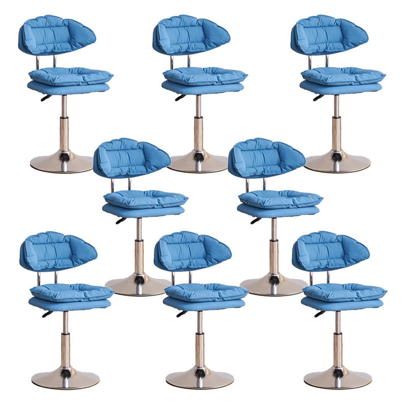 Scandinavian Metal Barstool Fabric Upholstered Counter Stool with Chrome Base