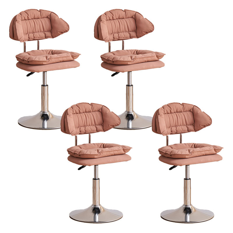 Scandinavian Metal Barstool Fabric Upholstered Counter Stool with Chrome Base