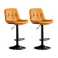 Sgabello da bar scandinavo in metallo, ecopelle, con schienale basso e base in ferro