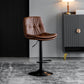 Sgabello da bar scandinavo in metallo, ecopelle, con schienale basso e base in ferro