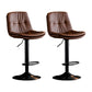 Sgabello da bar scandinavo in metallo, ecopelle, con schienale basso e base in ferro