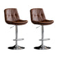 Sgabello da bar scandinavo in metallo, ecopelle, con schienale basso e base in ferro
