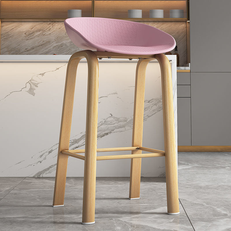 Contemporary Low Back Counter Stool Home Furniture with Footrest Pink 1 Piece Bar Stool(29"H) Clearhalo 'Bar Furniture' 'Bar Stools' 'bar_stools' 'furn' 'furn_bar_stools' 'Furniture' 'Kitchen & Dining Furniture' 6004343