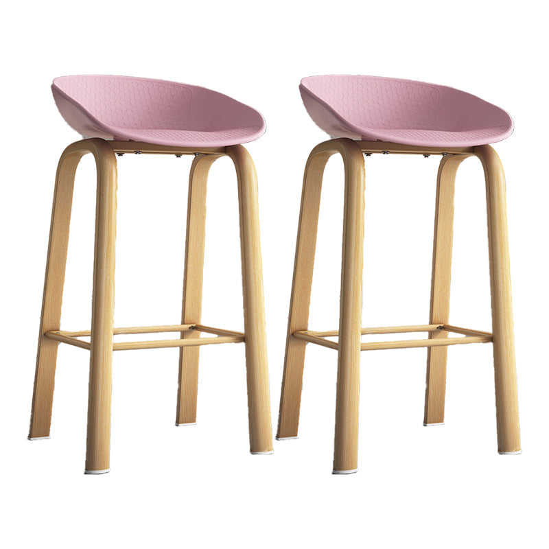 Contemporary Low Back Counter Stool Home Furniture with Footrest Pink 2 Piece Set Bar Stool(29"H) Clearhalo 'Bar Furniture' 'Bar Stools' 'bar_stools' 'furn' 'furn_bar_stools' 'Furniture' 'Kitchen & Dining Furniture' 6004345