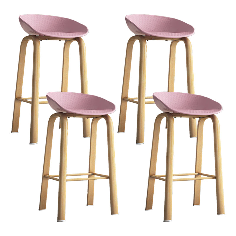 Contemporary Low Back Counter Stool Home Furniture with Footrest Pink 4 Piece Set Bar Stool(29"H) Clearhalo 'Bar Furniture' 'Bar Stools' 'bar_stools' 'furn' 'furn_bar_stools' 'Furniture' 'Kitchen & Dining Furniture' 6004346