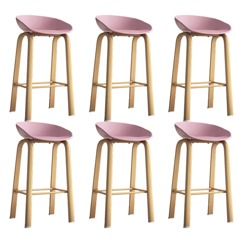 Contemporary Low Back Counter Stool Home Furniture with Footrest Pink 6 Piece Set Bar Stool(29"H) Clearhalo 'Bar Furniture' 'Bar Stools' 'bar_stools' 'furn' 'furn_bar_stools' 'Furniture' 'Kitchen & Dining Furniture' 6004348