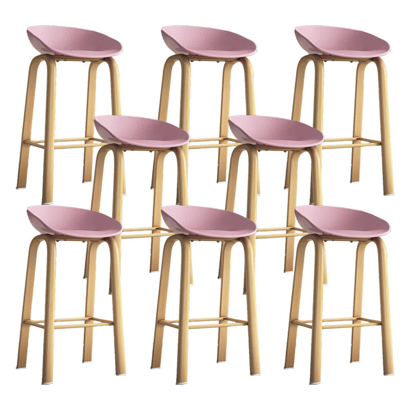 Contemporary Low Back Counter Stool Home Furniture with Footrest Pink 8 Piece Set Bar Stool(29"H) Clearhalo 'Bar Furniture' 'Bar Stools' 'bar_stools' 'furn' 'furn_bar_stools' 'Furniture' 'Kitchen & Dining Furniture' 6004350