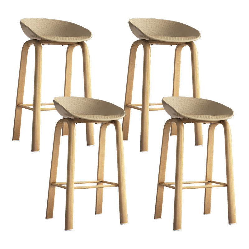 Contemporary Low Back Counter Stool Home Furniture with Footrest Brown 4 Piece Set Bar Stool(29"H) Clearhalo 'Bar Furniture' 'Bar Stools' 'bar_stools' 'furn' 'furn_bar_stools' 'Furniture' 'Kitchen & Dining Furniture' 6004356