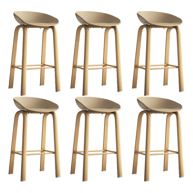 Contemporary Low Back Counter Stool Home Furniture with Footrest Brown 6 Piece Set Bar Stool(29"H) Clearhalo 'Bar Furniture' 'Bar Stools' 'bar_stools' 'furn' 'furn_bar_stools' 'Furniture' 'Kitchen & Dining Furniture' 6004358