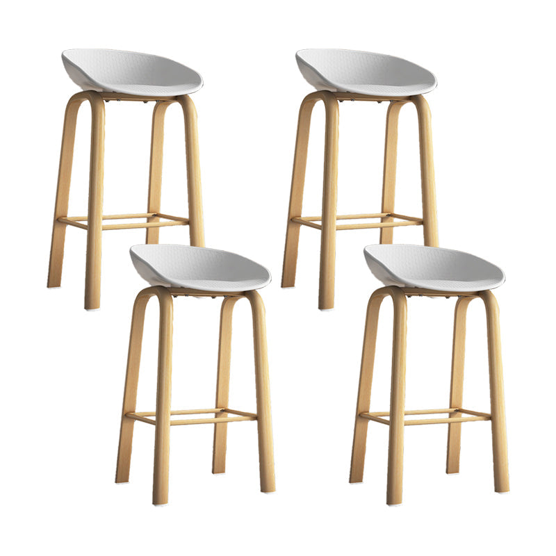 Contemporary Low Back Counter Stool Home Furniture with Footrest White 4 Piece Set Bar Stool(29"H) Clearhalo 'Bar Furniture' 'Bar Stools' 'bar_stools' 'furn' 'furn_bar_stools' 'Furniture' 'Kitchen & Dining Furniture' 6004367