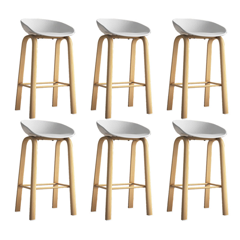 Contemporary Low Back Counter Stool Home Furniture with Footrest White 6 Piece Set Bar Stool(29"H) Clearhalo 'Bar Furniture' 'Bar Stools' 'bar_stools' 'furn' 'furn_bar_stools' 'Furniture' 'Kitchen & Dining Furniture' 6004368