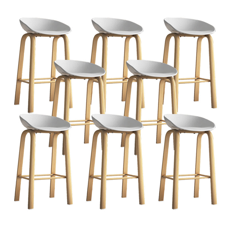 Contemporary Low Back Counter Stool Home Furniture with Footrest White 8 Piece Set Bar Stool(29"H) Clearhalo 'Bar Furniture' 'Bar Stools' 'bar_stools' 'furn' 'furn_bar_stools' 'Furniture' 'Kitchen & Dining Furniture' 6004369