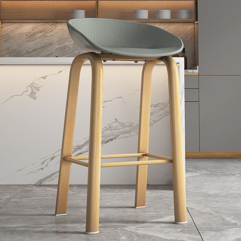 Contemporary Low Back Counter Stool Home Furniture with Footrest Grey 1 Piece Bar Stool(29"H) Clearhalo 'Bar Furniture' 'Bar Stools' 'bar_stools' 'furn' 'furn_bar_stools' 'Furniture' 'Kitchen & Dining Furniture' 6004370