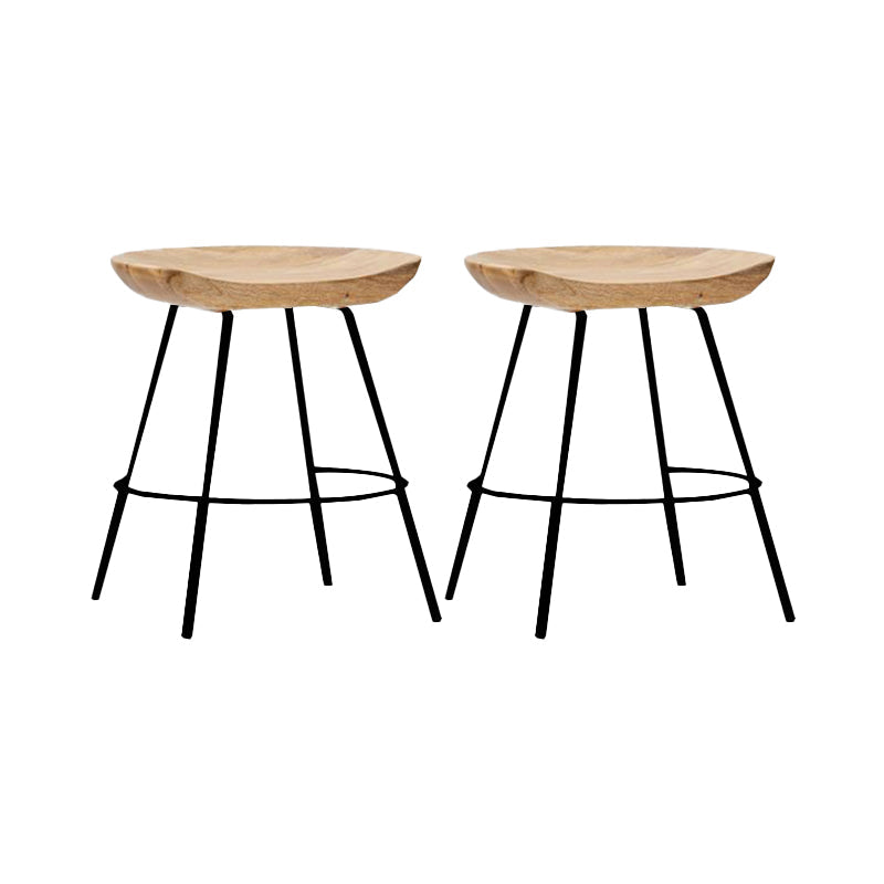 Industrial Wood Barstool Counter Stool voetsteun metalen meubels in matte afwerking