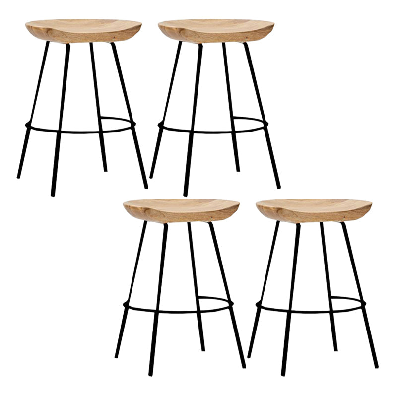 Industrial Wood Barstool Counter Stool voetsteun metalen meubels in matte afwerking