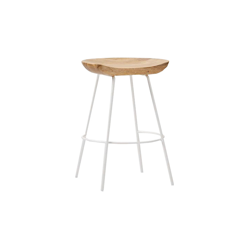 Muebles de metal de reposapiés de taburete de madera industrial en acabado mate en acabado mate