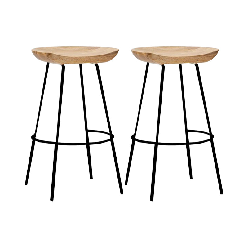 Industrial Wood Barstool Counter Stool voetsteun metalen meubels in matte afwerking