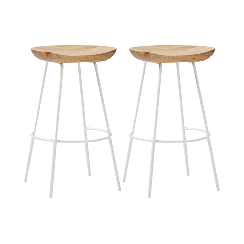 Muebles de metal de reposapiés de taburete de madera industrial en acabado mate en acabado mate