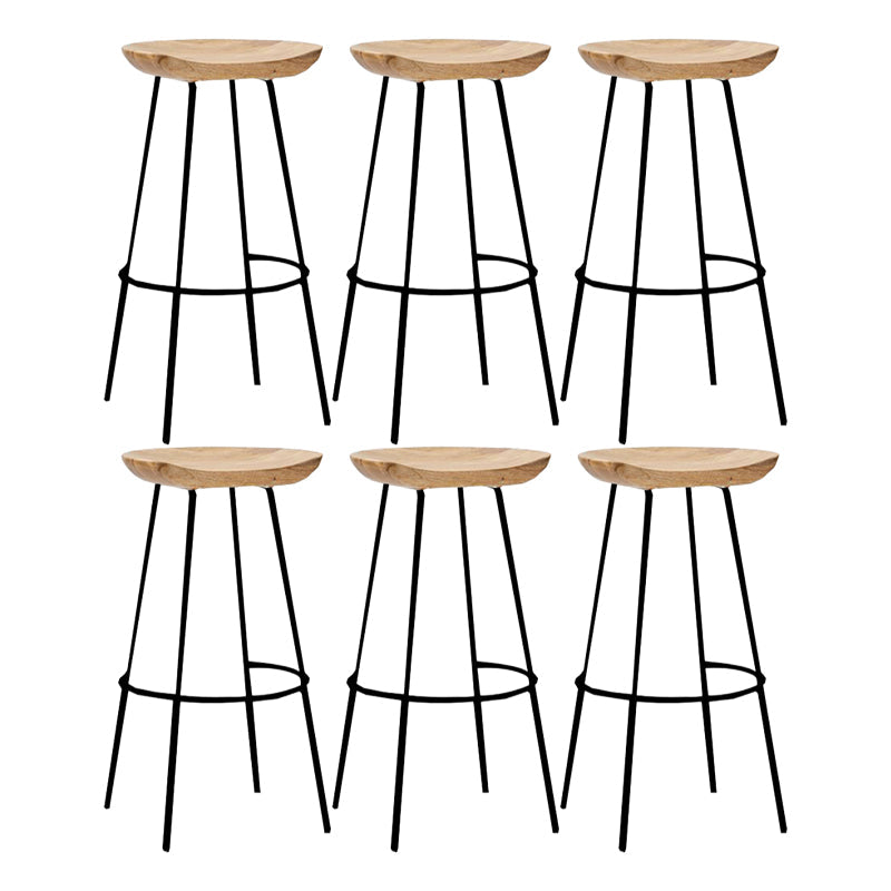 Industrial Wood Barstool Counter Stool Footrest Metal Furniture in Matte Finish
