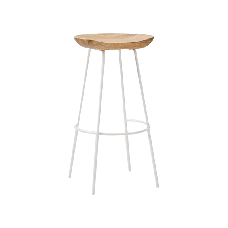 Muebles de metal de reposapiés de taburete de madera industrial en acabado mate en acabado mate