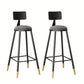 Glam Metal Barstool Velvet Footrest Low Back Stool in Matte Finish for Home
