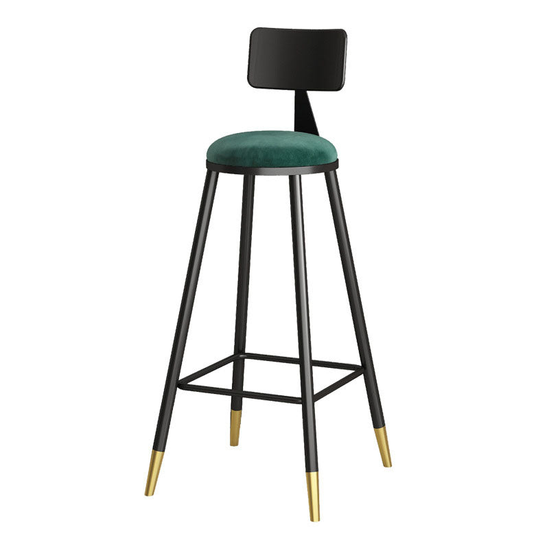 Glam Metal Barstool Velvet Footrest Low Back Stool in Matte Finish for Home Clearhalo 'Bar Furniture' 'Bar Stools' 'bar_stools' 'furn' 'furn_bar_stools' 'Furniture' 'Kitchen & Dining Furniture' 6004789