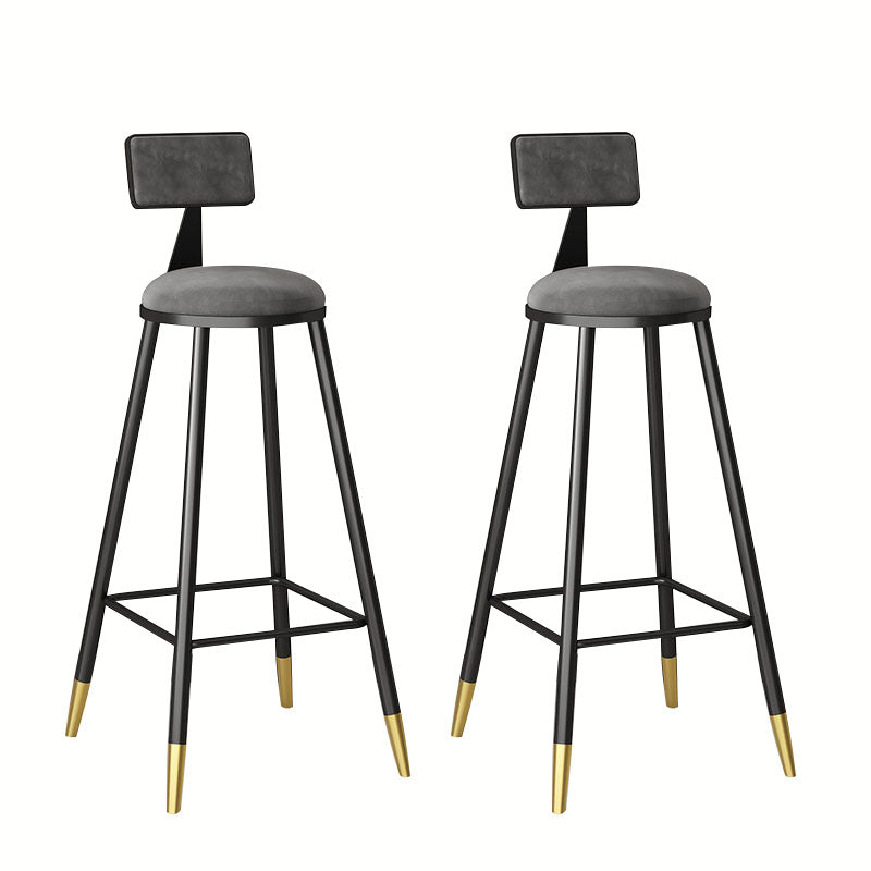 Glam Metal Barstool Velvet Footrest Low Back Stool in Matte Finish for Home Dark Gray 2 Piece Set Counter Stool(26"H) Clearhalo 'Bar Furniture' 'Bar Stools' 'bar_stools' 'furn' 'furn_bar_stools' 'Furniture' 'Kitchen & Dining Furniture' 6004790